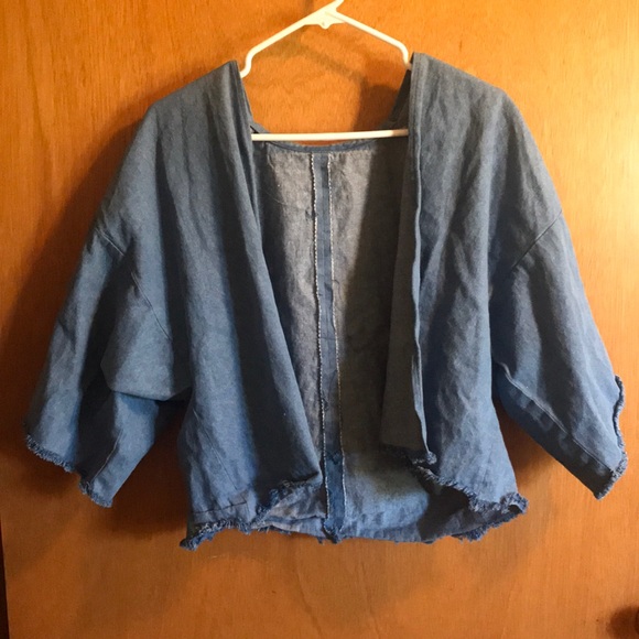Sweaters - Denim Shawl Cardigan